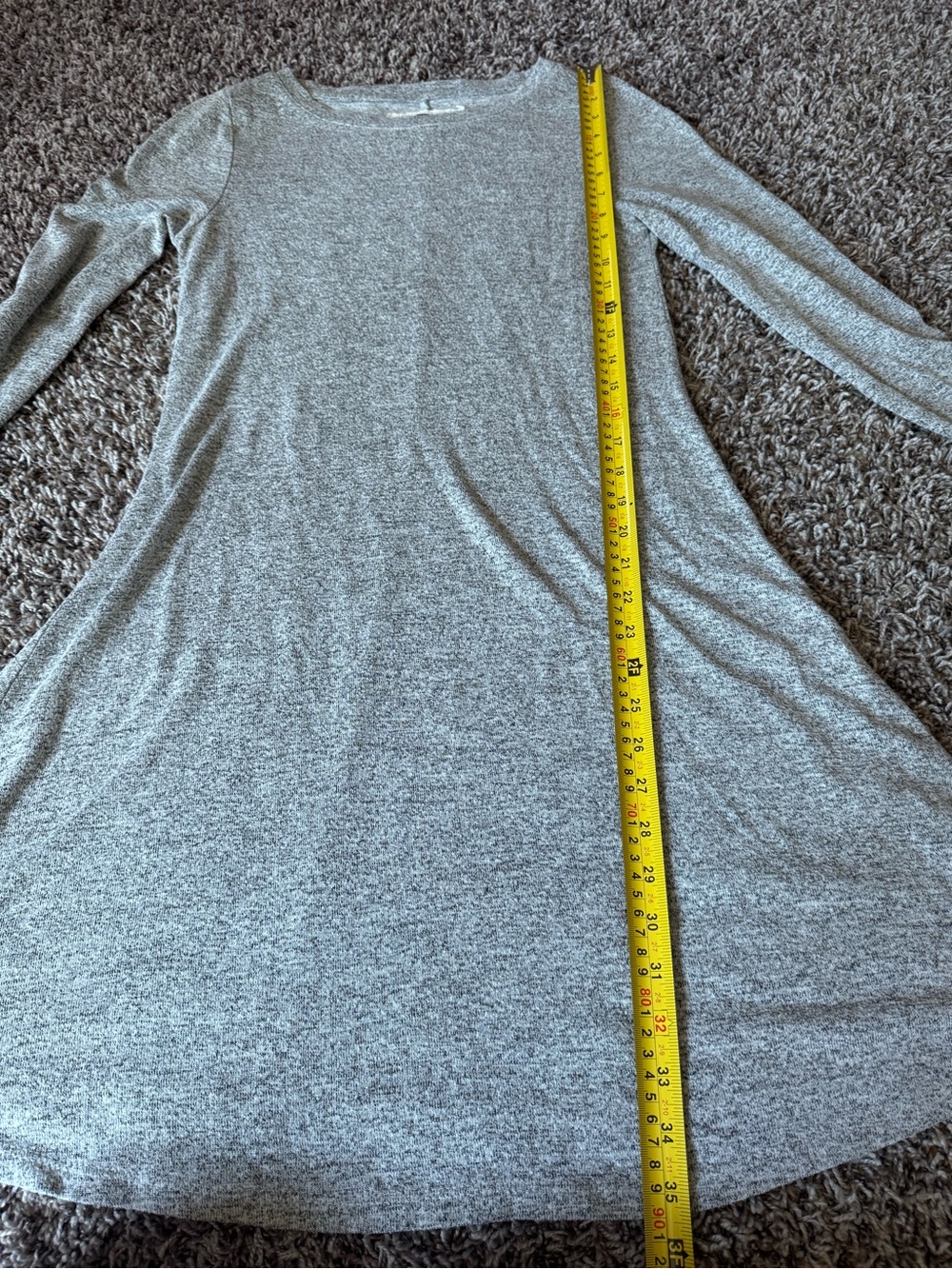 Cupio Gray Long Sleeve Fit Flare Knee Length Dress Crew Neck M - Picture 7 of 8